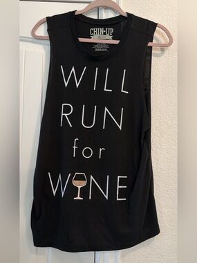 Chin Up Apparel Black Graphic Tank with White Logo